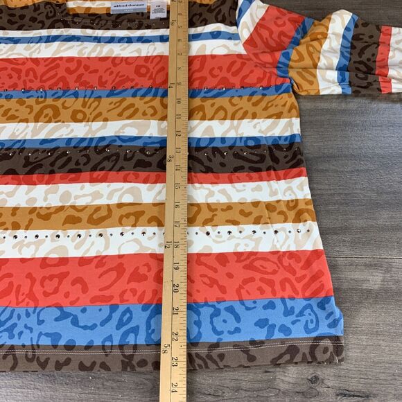 Alfred Dunner Womens Colorful Top Petite Medium Striped Embellished 3/4 Sleeve - Picture 12 of 13